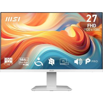 MSI PRO MP273W E14A 27" FHD 1080p Flat Monitor (White) IPS, 144Hz, 1ms (MPRT), 102% sRGB, HDR Ready w/ Speakers, Compatible With PC, Mac, PS5™, PS4™, Xbox, Mobile,