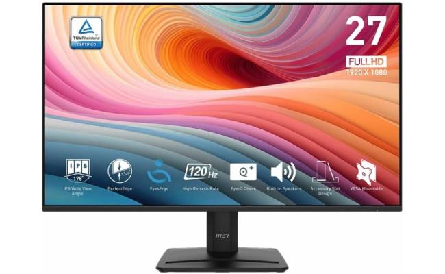 MSI PRO MP275 E2 27" Full-HD, IPS Flat Monitor, 120Hz, 1ms (MPRT), sRGB 116%, Super Slim Design w/ Speaker MSI PRO MP275 E2 27" Full-HD, IPS Flat Monitor, 120Hz, 1ms (MPRT), sRGB 116%, Super Slim Design w/ Speaker