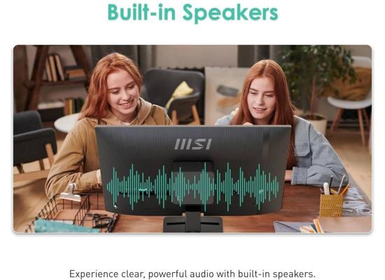 MSI PRO MP275 E2 27" Full-HD, IPS Flat Monitor, 120Hz, 1ms (MPRT), sRGB 116%, Super Slim Design w/ Speaker