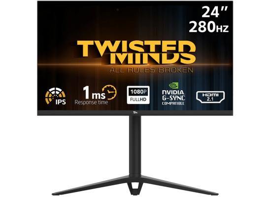 TwistedMinds 24.5" FHD Flat Gaming Monitor, Fast IPS, 280Hz, 1ms MPRT, Console Ready HDMI 2.1, HDR 100, Nvidia G-SYNC & AMD-SYNC w/ RGB Lights