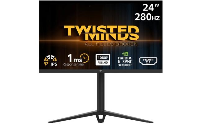 TwistedMinds 24.5" FHD Flat Gaming Monitor, Fast IPS, 280Hz, 1ms MPRT, Console Ready HDMI 2.1, HDR 100, Nvidia G-SYNC & AMD-SYNC w/ RGB Lights