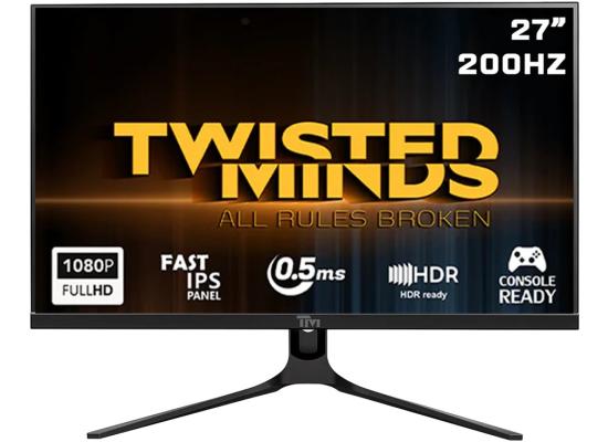 Twisted Minds 27" Flat Gaming Monitor Fast IPS Full HD 1080p @200Hz 0.5ms, HDR Ready, 99% sRGB , FreeSync, HDMI 2.1 w/ Speakers