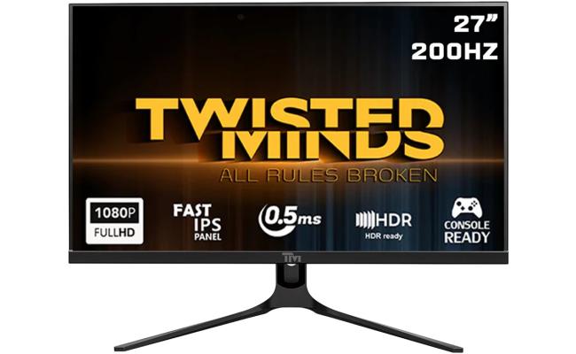 Twisted Minds 27" Flat Gaming Monitor Fast IPS Full HD 1080p @200Hz 0.5ms, HDR Ready, 99% sRGB , FreeSync, HDMI 2.1 w/ Speakers