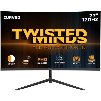 Twisted Minds 27" Curved Monitor VA Full HD 1080p @120Hz 1ms, HDR300, 100% sRGB , FreeSync & G-Sync Compatible, HDMI 2.1 w/ RGB Rear Backlight Light & Speakers