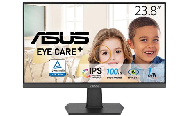 ASUS VA24EHF 24'" Flat Gaming Monitor FHD 1080p, IPS, 100Hz, 1ms, Adaptive-Sync, Eye Care+, Low Blue Light, Frameless Slim Design