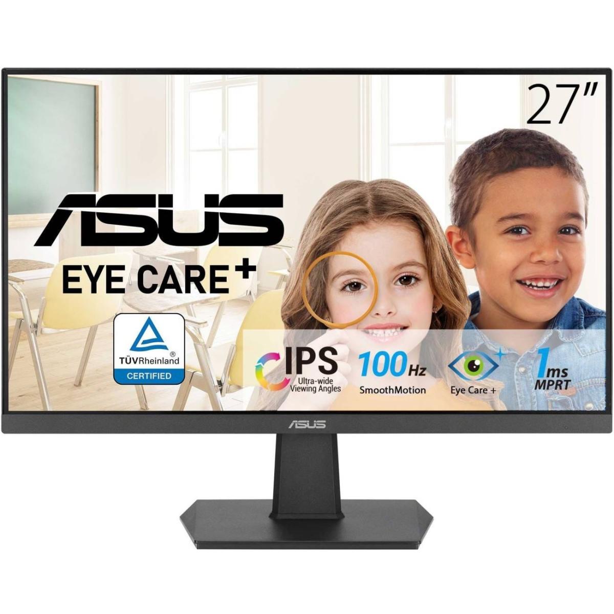 ASUS VA27EHF 27'" Flat Gaming Monitor FHD 1080p, IPS, 100Hz, 1ms, Adaptive-Sync, Eye Care+, Low Blue Light, Frameless Slim Design