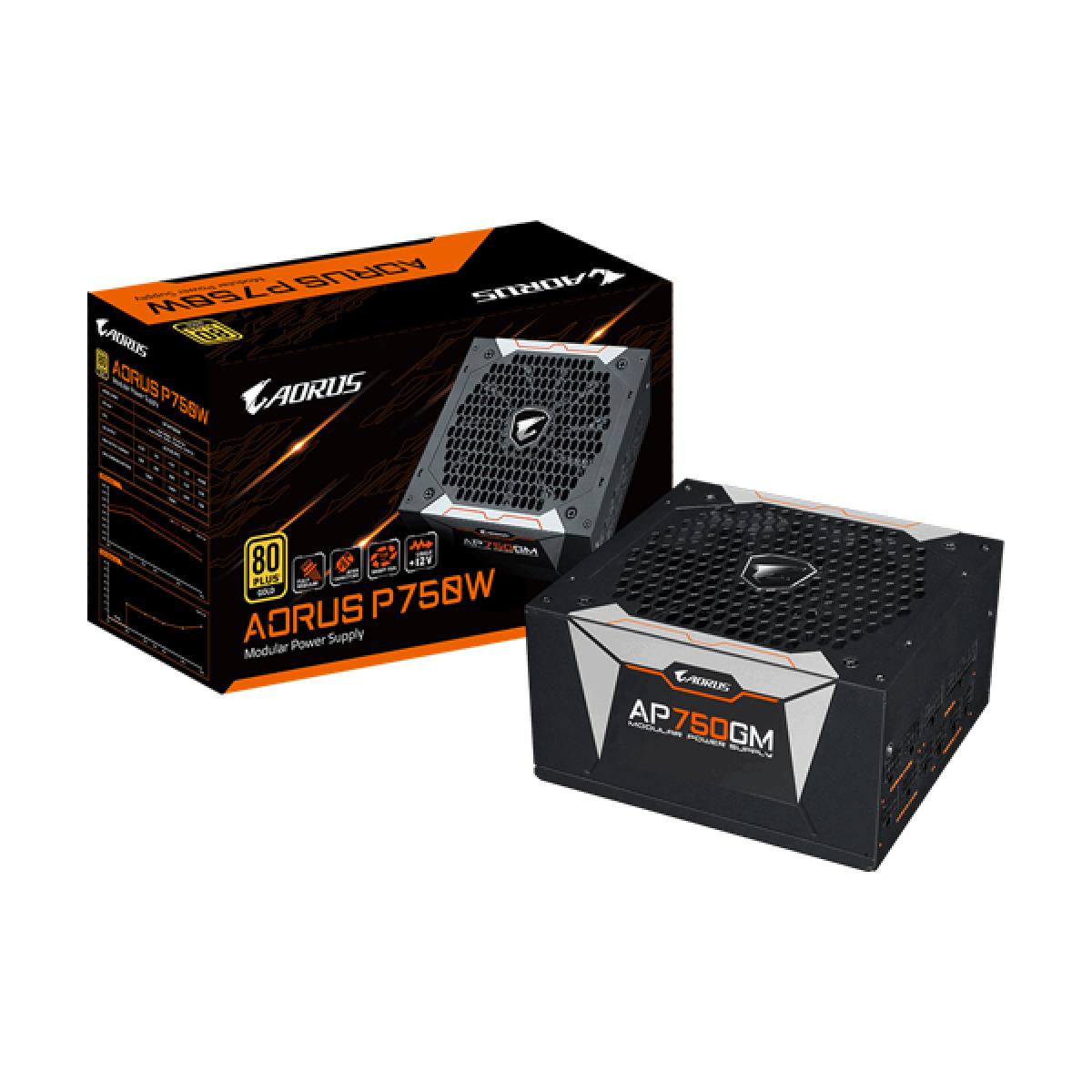 GIGABYTE AORUS P750 GOLD 750W 80+ Full Modular Power Supply w/ 135mm 2 Ball Bearing Smart Fan