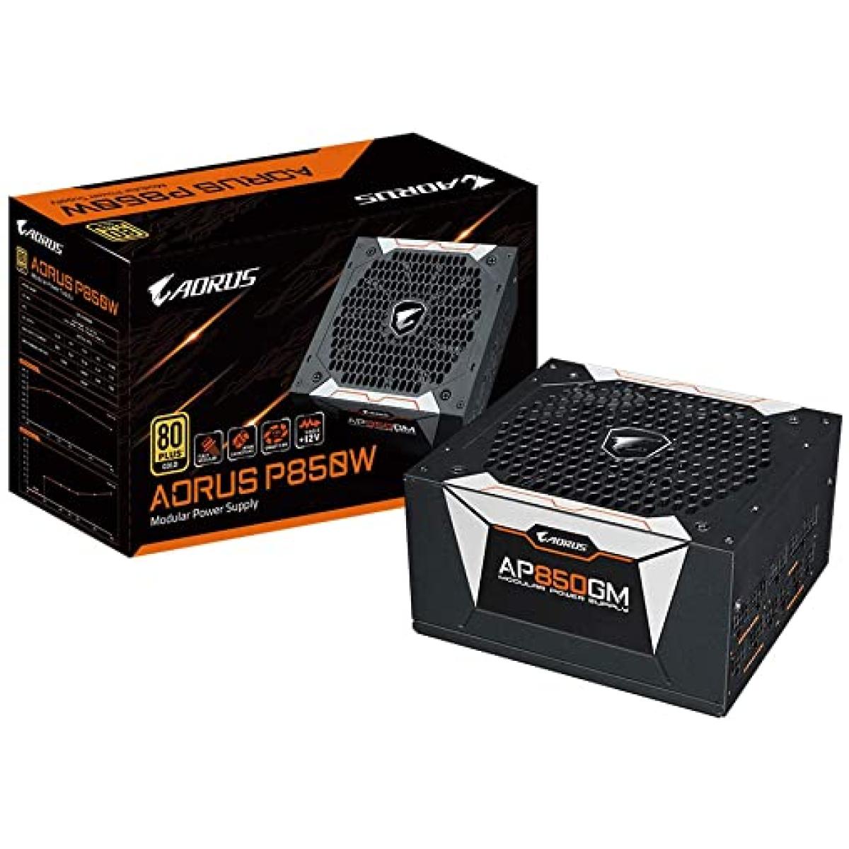 GIGABYTE AORUS P850 GOLD 850W 80+ Full Modular Power Supply w/ 135mm 2 Ball Bearing Smart Fan