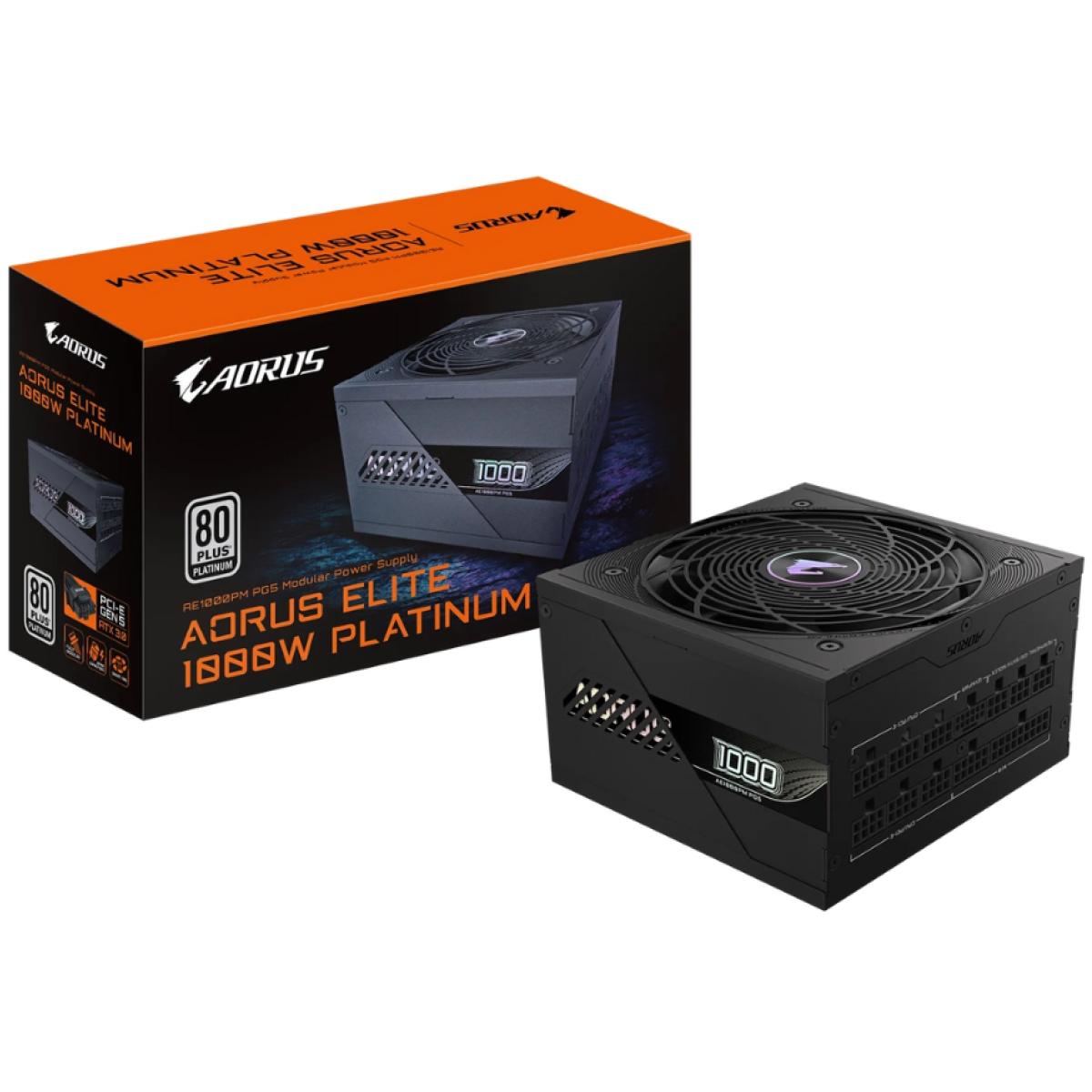 AORUS ELITE P1000W 80+ Platinum (ATX 3.0) 1000W 80 Plus Platinum Fully Modular Power Supply w/ (12VHPWR) PCIE 5.0 Connector