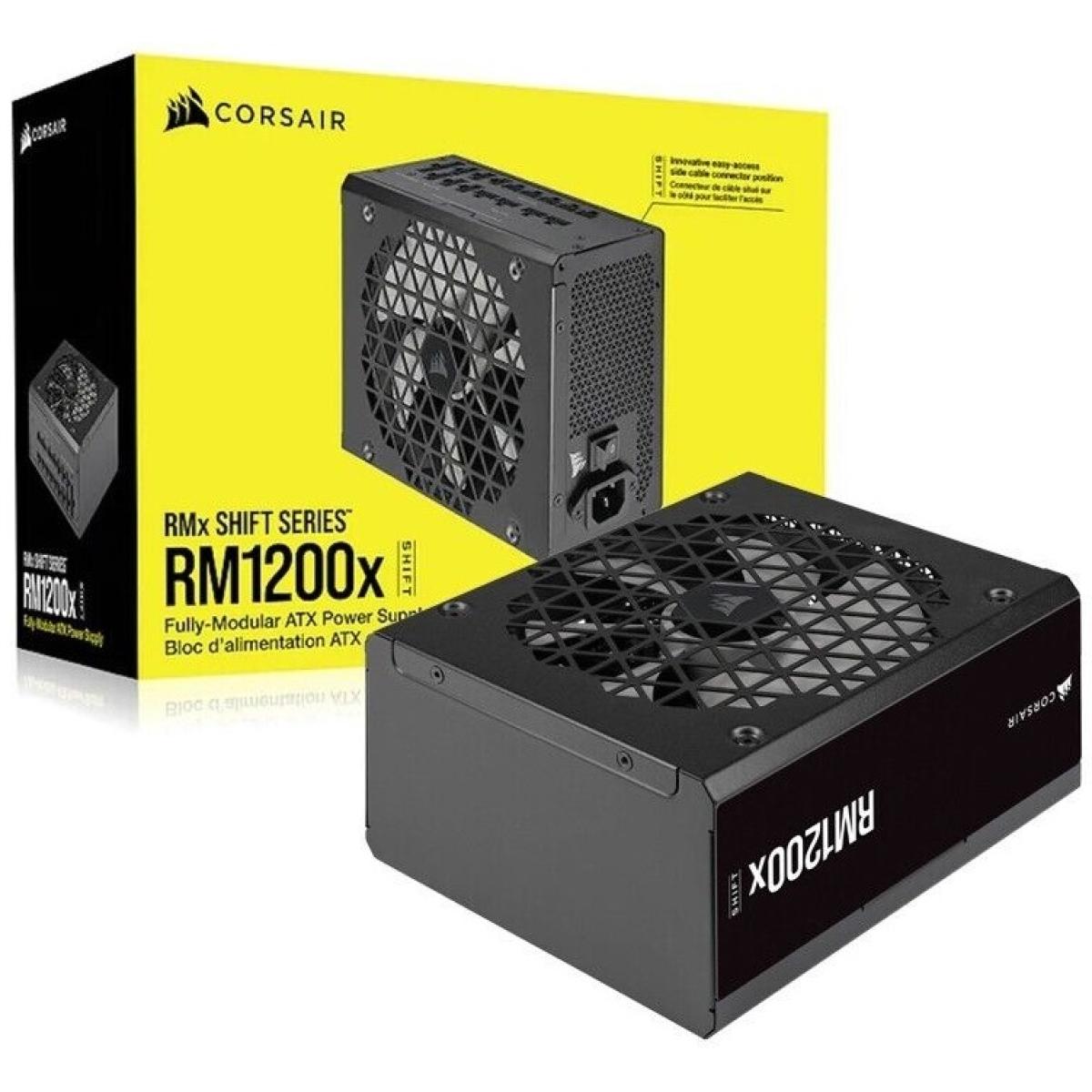 Corsair RM1200x Shift 1200W, ATX (ATX 3.0) Fully Modular Power Supply, 80+ Gold Certified w/ Side Mounted Modular Connections Panel & PCIe 5.0 12VHPWR Cable