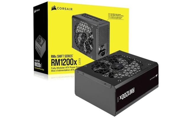Corsair RM1200x Shift 1200W, ATX (ATX 3.0) Fully Modular Power Supply, 80+ Gold Certified w/ Side Mounted Modular Connections Panel  & PCIe 5.0 12VHPWR Cable
