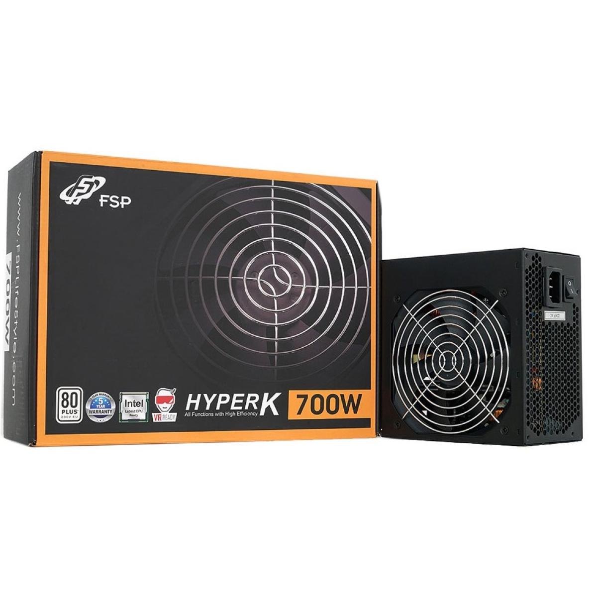 FSP HYPER K Series HYPER K 700W 80+ high-quality 85% Efficiency ATX Power Supply,120mm Quiet Fan Black & Black Ribbon Cables