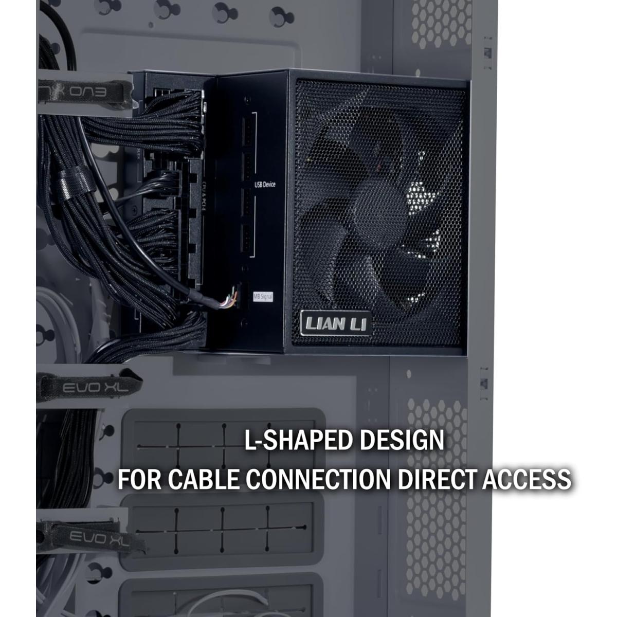 Lian Li Edge EG1000G 1000W Gold (Black) (ATX 3.1) PCIE 5.1 (12V-2×6) 80 Plus Gold Full Modular Power Supply W/ Braided-Sleeved Cables + Detachable USB hub w/ 4 internal USB 2.0 Headers & 6 PWM Headers