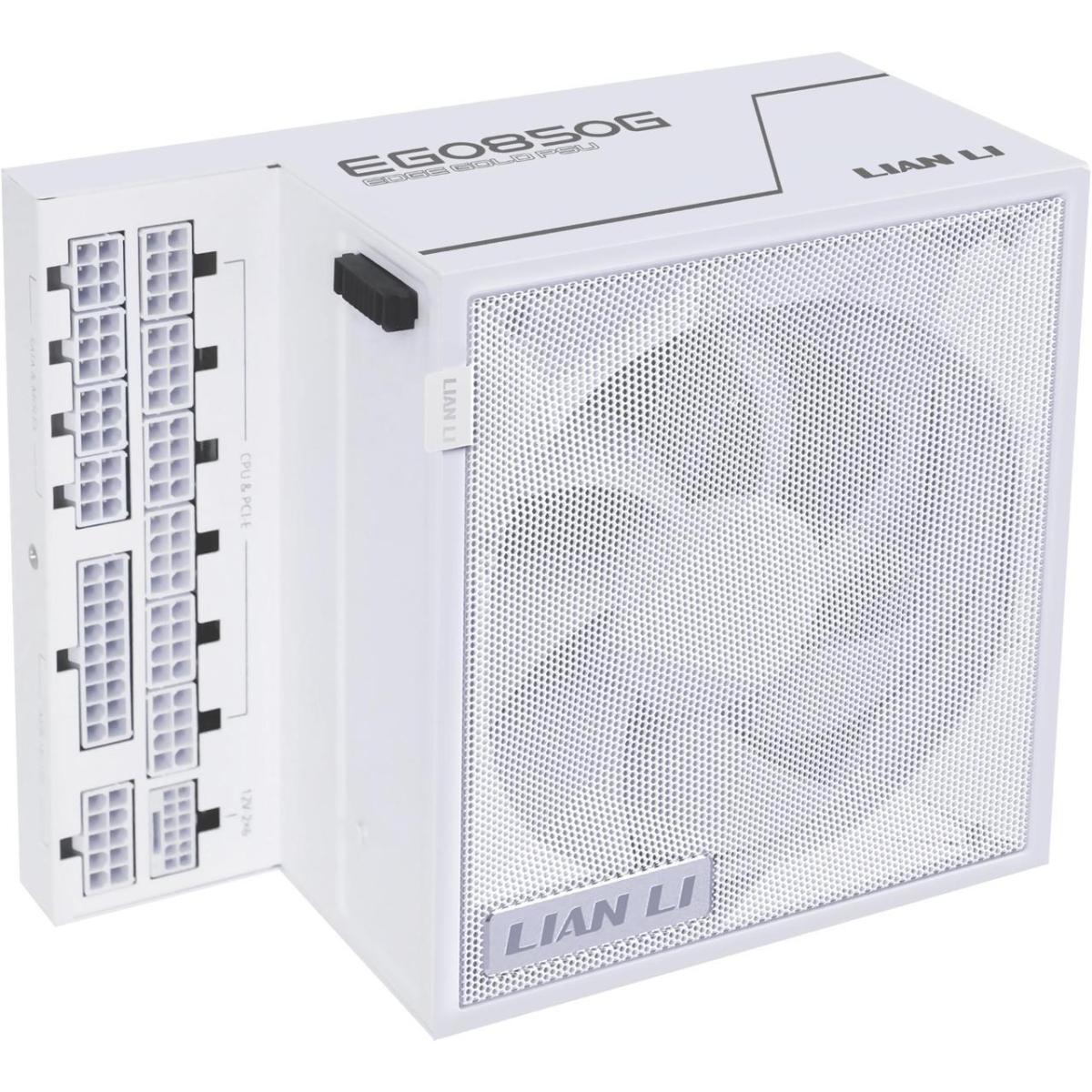 Lian Li Edge EG0850G 850W Gold (White) (ATX 3.1) PCIE 5.1 (12V-2×6) 80 Plus Gold Full Modular Power Supply W/ Braided-Sleeved Cables