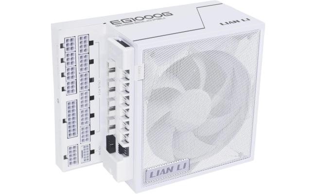 Lian Li Edge EG1000G 1000W Gold (White) (ATX 3.1) PCIE 5.1 (12V-2×6) 80 Plus Gold Full Modular Power Supply W/ Braided-Sleeved Cables + Detachable USB hub w/ 4 internal USB 2.0 Headers & 6 PWM Headers