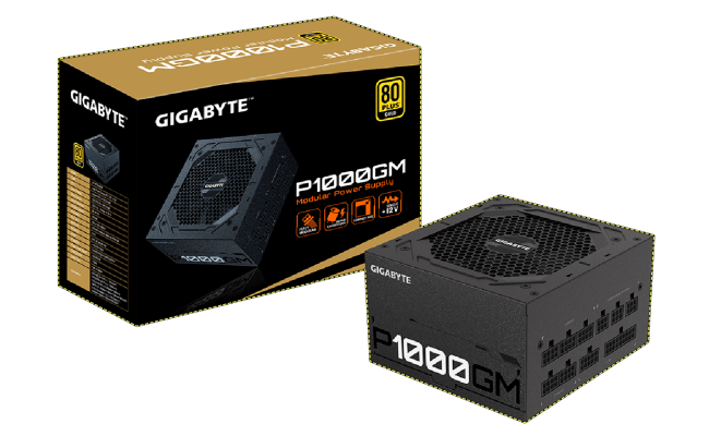Gigabyte P1000GM 1000W 80 PLUS GOLD Fully Modular Main Japanese capacitors Compact Sized Power Supply