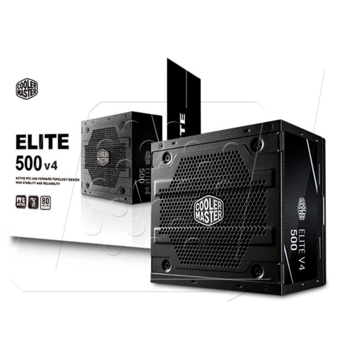 Cooler Master ELITE 500 230V V4, 500w 80+ White Certified Entry Level Power Supply w/ Efficiency Of 85%