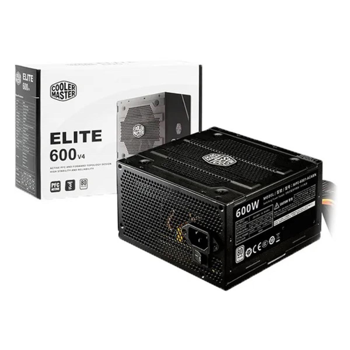 Cooler Master ELITE 600 230V V4, 600w 80+ White Certified Entry Level Power Supply w/ Efficiency Of 85%