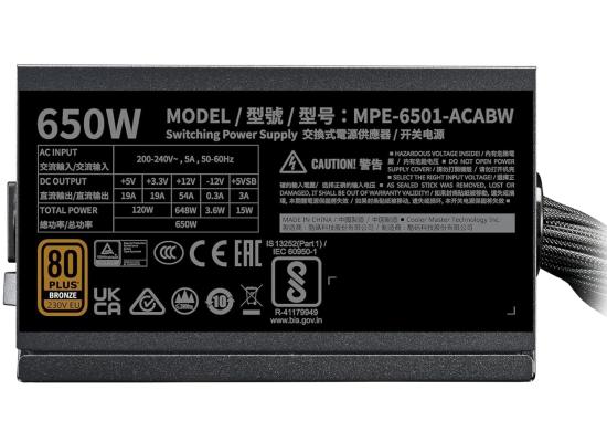 Cooler Master MWE Bronze 650 V3 230V (ATX 3.1) 650W 80 Plus Bronze Power Supply w/ Quiet HDB fan