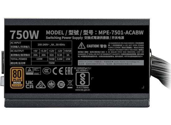 Cooler Master MWE Bronze 750 V3 230V (ATX 3.1) 750W 80 Plus Bronze Power Supply w/ Quiet HDB fan