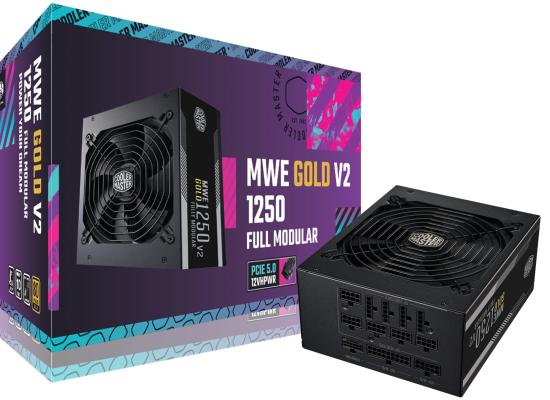 Cooler Master MWE GOLD 1250 V2 (ATX 3.0) 1250W 80 Plus Gold Fully Modular Power Supply w/ (12VHPWR) PCIE 5.0 Connector