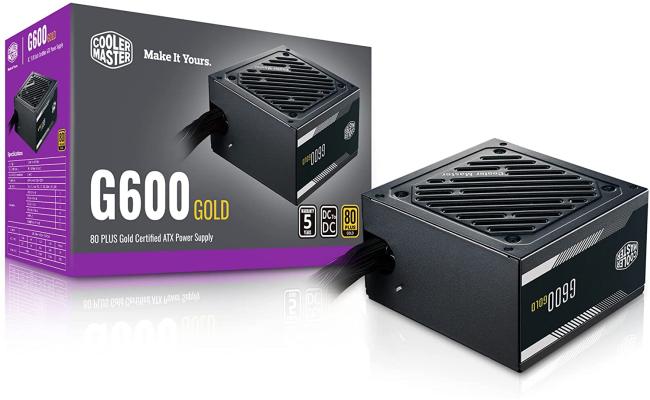Cooler Master G600, 600w GOLD 80+ Certified Power Supply w/ 120mm HDB Fan (Non-Modular)
