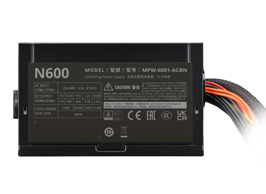 Cooler Master ELITE NEX 600 230V, 600w Entry Level Durable & Safe Power Supply w/ Efficiency Of ≥75%