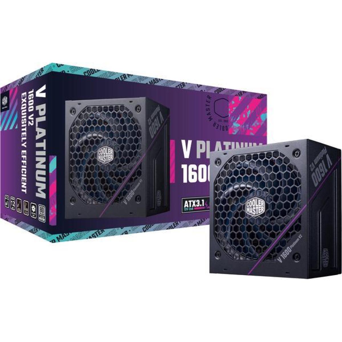 Cooler Master V PLATINUM 1600 V2 (ATX 3.1) 1600W 80 Plus Platinum Fully Modular Power Supply w/ (12V-2x6) PCIE 5.1 Connector The Upgraded & Enhanced Version Of 12VHPWR For More Efficiency & Safety