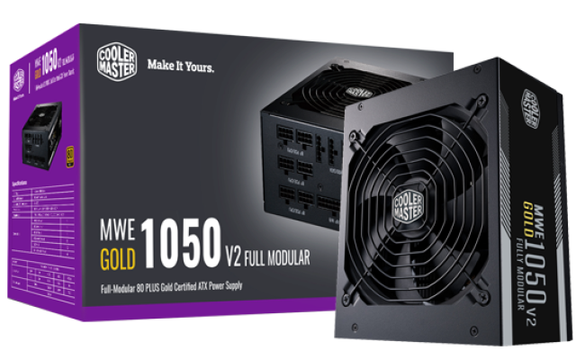 Cooler Master MWE Gold 1050 V2 ,1050W Fully Modular 80+ Gold Certified,RTX Ready,140mm Silent Fan Power Supply