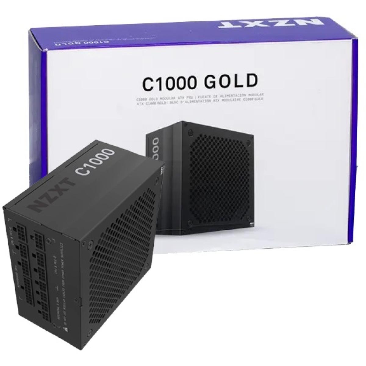 NZXT C1000, 1000W 80+ Gold Full Modular ATX Gaming Power Supply w/ Hybrid Silent Fan Control, Fluid Dynamic Bearings