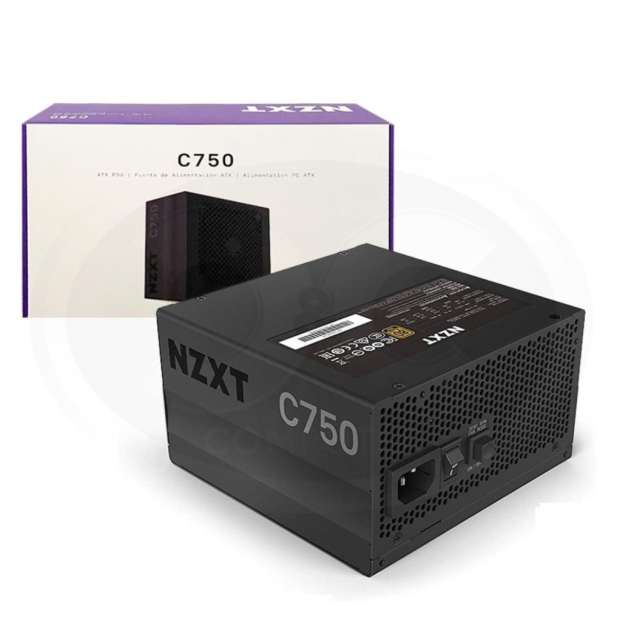 NZXT C750, 750W 80+ Gold Full Modular ATX Gaming Power Supply w/ Hybrid Silent Fan Control, Fluid Dynamic Bearings