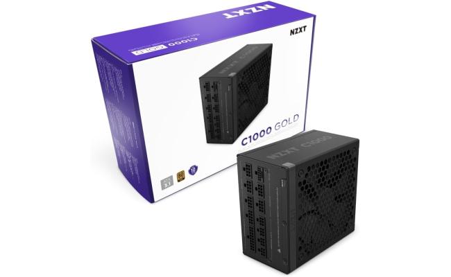 NZXT C1000, 1000W 80+ Gold Full Modular ATX (3.1) (PCIe 5.1) Gaming Power Supply w/ 135mm fluid dynamic bearing fan with Zero Fan Mode (Black)