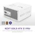 NZXT C1000, 1000W 80+ Gold Full Modular ATX (3.1) (PCIe 5.1) Gaming Power Supply w/ 135mm fluid dynamic bearing fan with Zero Fan Mode (White)