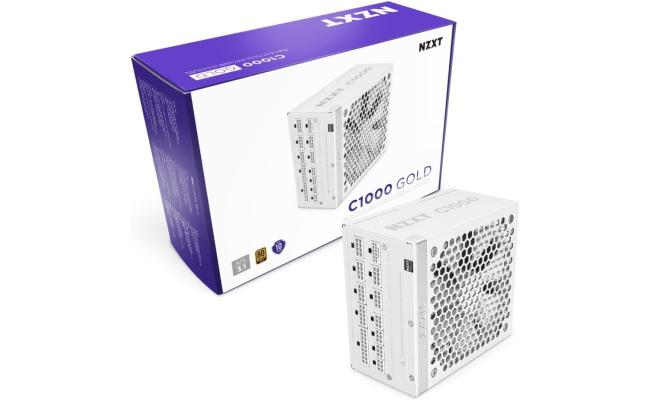 NZXT C1000, 1000W 80+ Gold Full Modular ATX (3.1) (PCIe 5.1) Gaming Power Supply w/ 135mm fluid dynamic bearing fan with Zero Fan Mode (White)