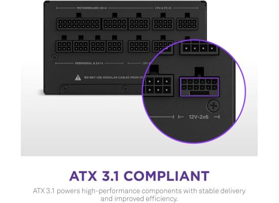 NZXT C1200, 1200W 80+ Gold Full Modular ATX (3.1) (PCIe 5.1) Gaming Power Supply w/ 135mm fluid dynamic bearing fan with Zero Fan Mode (Black)