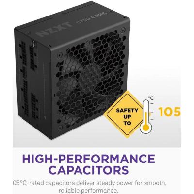 NZXT C750 Gold Core, 750W 80+ Gold Full Modular ATX (3.1) (PCIe 5.1) Gaming Power Supply w/ 135mm fluid dynamic bearing fan with Zero Fan Mode (Black)