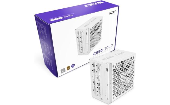 NZXT C850, 850W 80+ Gold Full Modular ATX (3.1) (PCIe 5.1) Gaming Power Supply w/ 135mm fluid dynamic bearing fan with Zero Fan Mode (White)