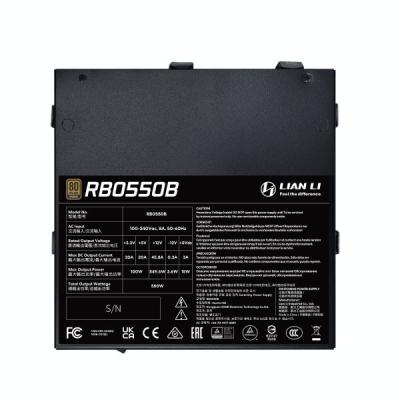 Lian Li RB550B PSU BLACK PCIE 5.1 (12V-2×6) 80 PLUS Bronze Non-Modular Power Supply, PCIe 6+2 pin cable,Includes full cable set for CPU, GPU, SATA, and PATA connections..