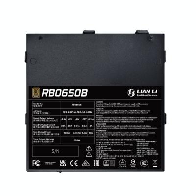 Lian Li RB650B PSU BLACK PCIE 5.1 (12V-2×6) 80 PLUS Bronze Non-Modular Power Supply, PCIe 6+2 pin cable,Includes full cable set for CPU, GPU, SATA, and PATA connections..