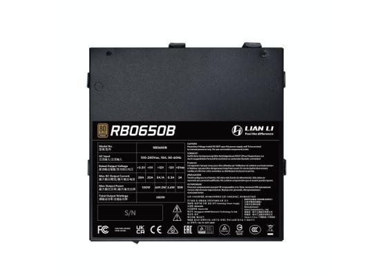 Lian Li RB650B PSU BLACK PCIE 5.1 (12V-2×6) 80 PLUS Bronze Non-Modular Power Supply, PCIe 6+2 pin cable,Includes full cable set for CPU, GPU, SATA, and PATA connections..