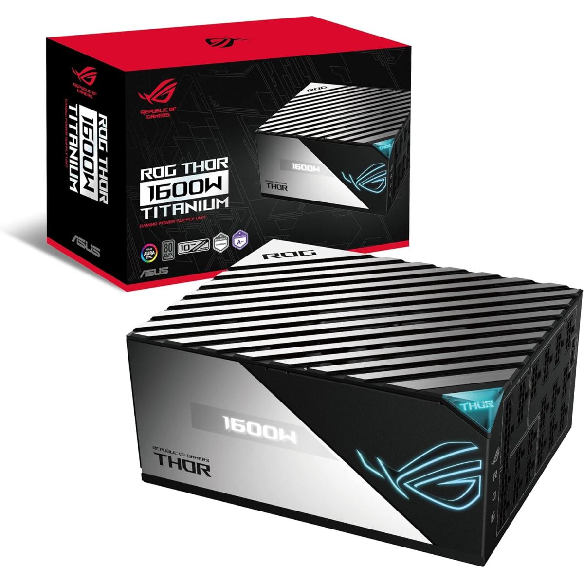 ASUS ROG THOR 1600W Titanium (ATX 3.0) 80 Plus Titanium Fully Modular Power Supply w/ (12VHPWR) PCIE 5.0 Connector