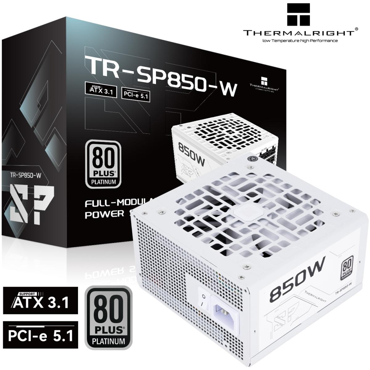 Thermalright (SP-850-W) Platinum 850W (ATX 3.1) (PCIe 5.1) 80 Plus Platinum Full Modular, Smart Fan - Power Supply (White)