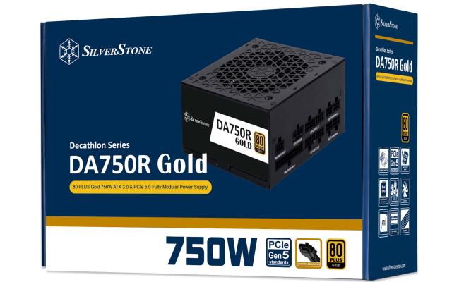 SilverStone DA750R Gold 750W (ATX 3.0) PCIE 5.0 (12VHPWR) 80 Plus Gold Full Modular - High Performance Power Supply