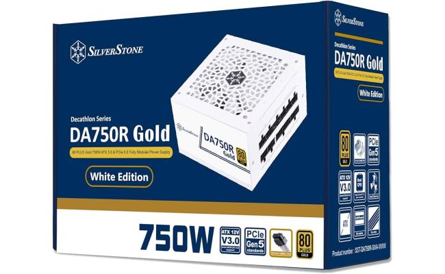 SilverStone DA750R (White Edition) Gold 750W (ATX 3.0) PCIE 5.0 (12VHPWR) 80 Plus Gold Full Modular - High Performance Power Supply