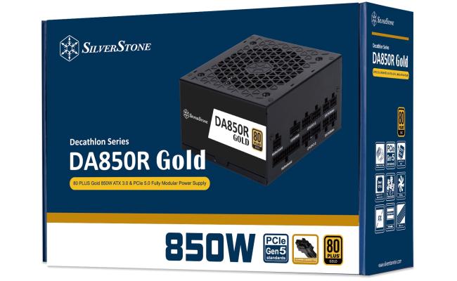 SilverStone DA850R Gold 850W (ATX 3.0) PCIE 5.0 (12VHPWR) 80 Plus Gold Full Modular - High Performance Power Supply