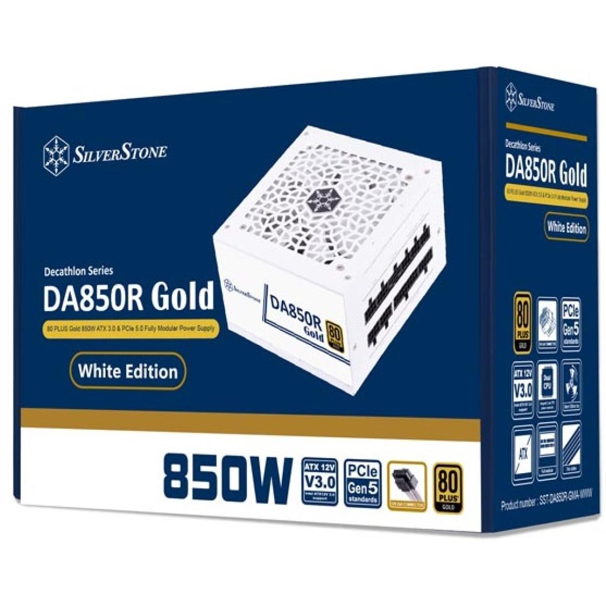 SilverStone DA850R (White Edition) Gold 850W (ATX 3.0) PCIE 5.0 (12VHPWR) 80 Plus Gold Full Modular - High Performance Power Supply