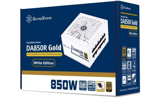 SilverStone DA850R (White Edition) Gold 850W (ATX 3.0) PCIE 5.0 (12VHPWR) 80 Plus Gold Full Modular - High Performance Power Supply