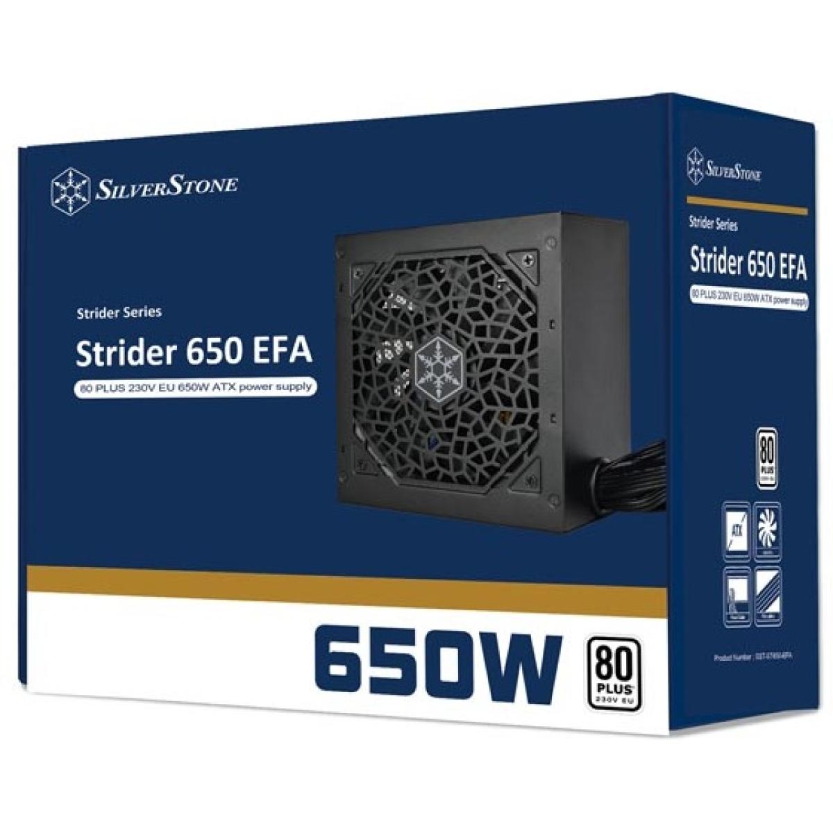 SilverStone Strider 650 EFA 230V EU 650W ATX (PS2) 80 Plus White Performance Power Supply w/ Silent 120mm fan