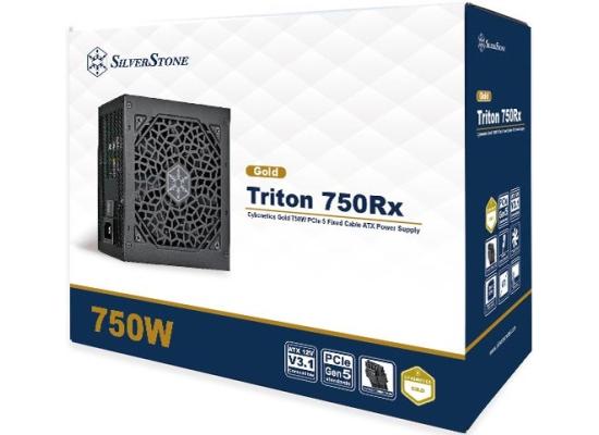 SilverStone Triton 750Rx Gold 750W (ATX 3.1) PCIE 5.1 (12V-2x6 ) 80 Plus Gold Fixed Cables - High Performance Power Supply w/ Silent 120mm Fan