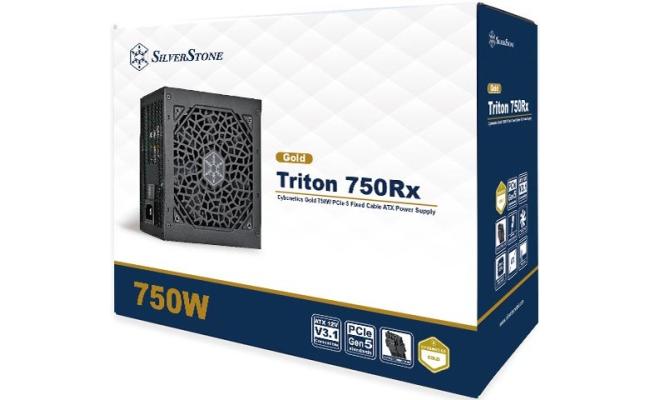 SilverStone Triton 750Rx Gold 750W (ATX 3.1) PCIE 5.1 (12V-2x6 ) 80 Plus Gold Fixed Cables - High Performance Power Supply w/ Silent 120mm Fan